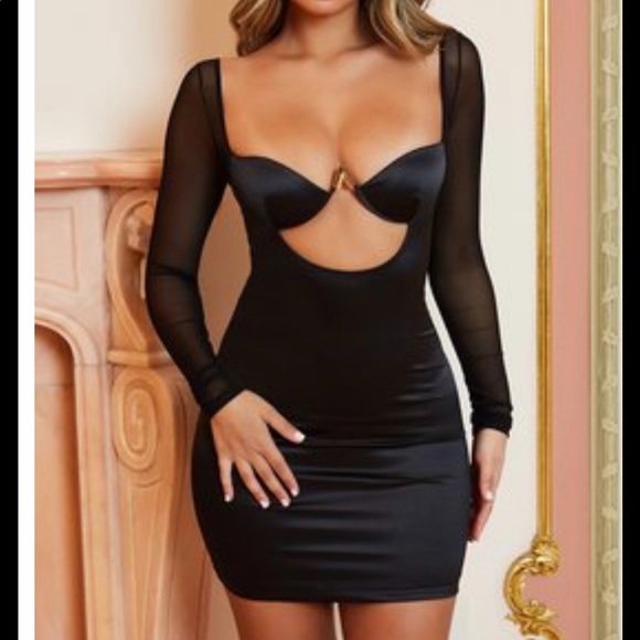 Oh Polly Dresses & Skirts - Black Long sleeve sheer mesh mini dress.US:4 UK:8